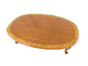 lot 636 image: Solid Wood Folding Leaf Coffee Table with Burl Wood Trim
