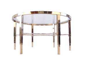 lot 676 image: 34 Round Glass and Metal Rose Gold Coffee Table