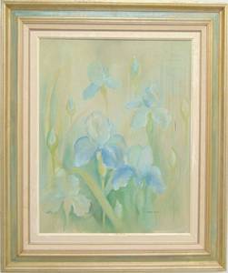 lot 783 image: Vintage Original Panting of Irises Framed