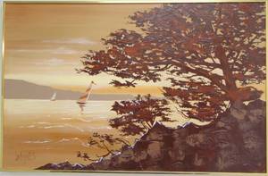 lot 785 image: LEE REYNOLDS Vintage Mid Century Art on Canvas Framed 31 X 48