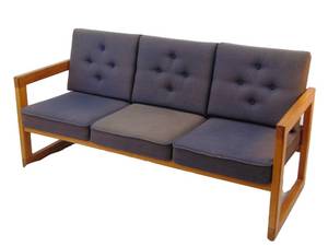 lot 890 image: Rectangular Sofa with Wood Frame