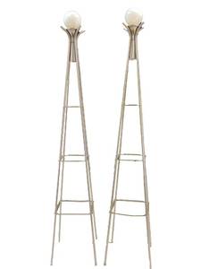 lot 667 image: PAIR of Silver Tone Floor Lamps
