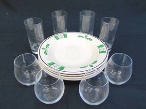 lot 172 image: 4 Holiday Plates & Drinking Glasses