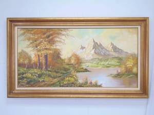 lot 109 image: Vintage Original Oil Landscape Painting Framed Signed P Casey