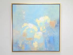 lot 112 image: Modern Blue Abstract Painting on Canvas 39 X 39