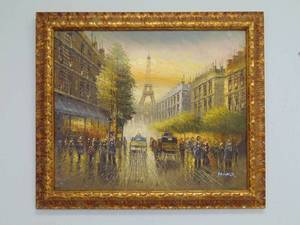 lot 110 image: Original Oil Painting of Paris Framed