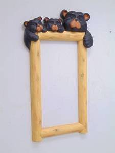 lot 294 image: Large Wood Carved Frame with Bears