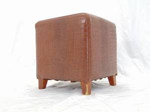 lot 144 image: Small Footstool or Ottoman in Brown Croc Style Vegan Leather