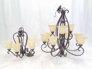 lot 279 image: Pair of Chandeliers - Large & Small - Classic Style