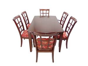 lot 5 image: Classic Contemporary Dark Wood Dining Set with 6 Chairs