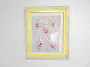 lot 128 image: 1976 Vintage Print of Clowns Framed 28 X 34