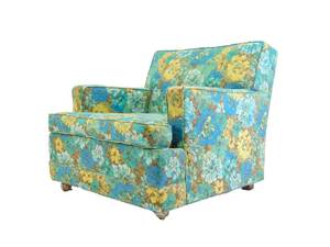 lot 35 image: A Hampshire House Original...Blue Floral Vintage Mid Century Lounge Chair