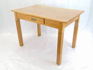 lot 52 image: Vintage Light Colored Wood Desk with Middle Drawer