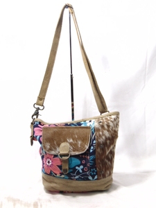 lot 200 image: Myra Bag Upcycled Floral Canvas with Cowhide