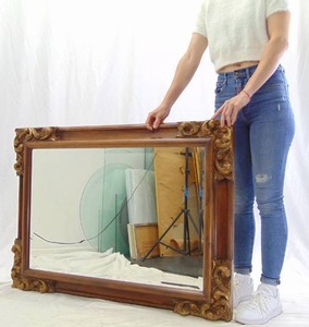lot 30 image: Majestic Thick Ornate Gold & Wood Mirror with Beveled Mirror from ZIEGLERS