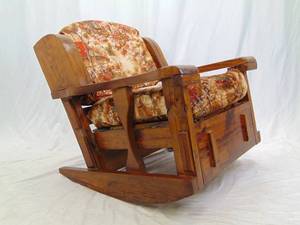 lot 27 image: Vintage Chunky Wood Rocking Chair