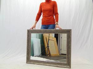 lot 43 image: Framed Rectangular Mirror in Antique Silver Color