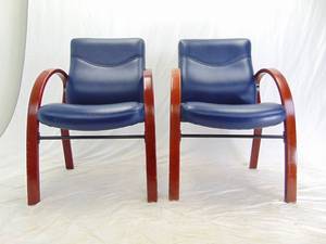 lot 59 image: Pair of Blueberry Blue Bentwood Office Chairs