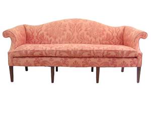 lot 4 image: Red Chippendale Sofa