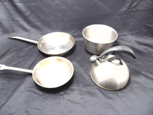 lot 171 image: Lot of Stainless Steel Cooking Skillets, Bowl & Kettle
