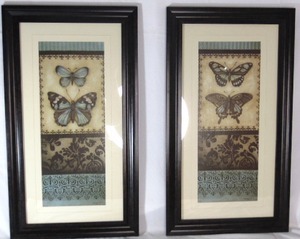 lot 217 image: Pair of Butterfly Wall Prints Framed