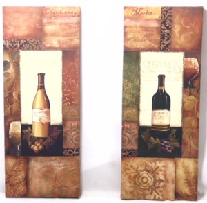 lot 218 image: Pair of Wine Prints on Canvas