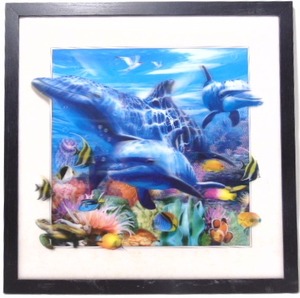 lot 225 image: Framed Sea Creature Print 17 X 17
