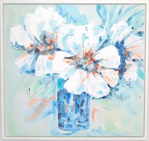 lot 265 image: Floral Print on Canvas Framed