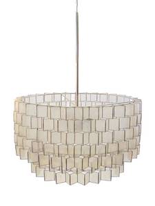 lot 255 image: WEST ELM Shell & Chrome Round Chandelier 24 Diameter