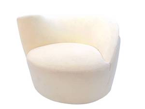 lot 245 image: Ivory Colored Microsuede Modern Barrel Chair