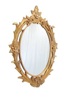 lot 12 image: Enchanting Ornate Gold Oval Mirror
