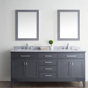 lot 3 image: Arminta 72 Double Bathroom Vanity Set by Charlton Home with Carrera Marble Top  Original MSRP $1,629.99