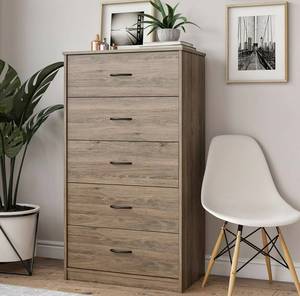 lot 41 image: Grantville 5 drawer Chest in Rustic Oak  MSRP $180