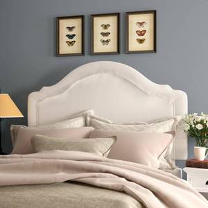lot 48 image: Cajsa Upholstered King Size Headboard - Bleach White by Laurel Foundry Modern Farmhouse