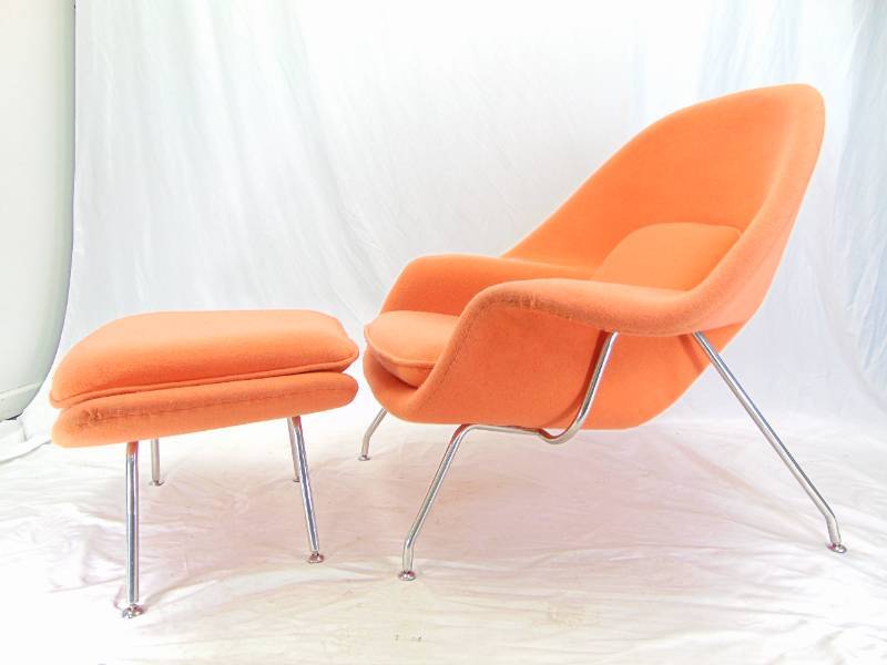 KARDIEL Orange Womb Chair with Ottoman Showroom THE LIGHT