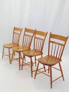 lot 4 image: Set of 4 Vintage Wood Handmade Chairs