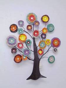 lot 207 image: Colorful Metal Tree Wall Decor - New with Tags MSRP $79.99