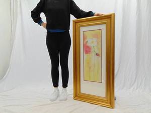 lot 212 image: Vertical Print of Flowers in Gold Frame