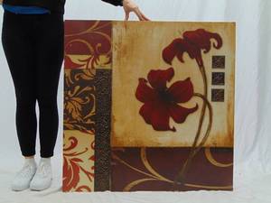 lot 218 image: Flower & Textured Print on Canvas