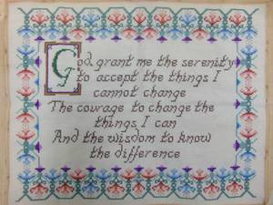 lot 127 image: Handmade Cross Stitch of the Serenity Prayer