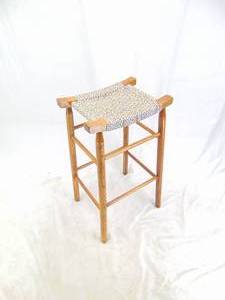 lot 130 image: Wood Stool with Woven Seat