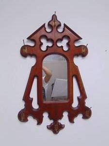 lot 155 image: Vintage Mirror with Hat Hooks - Glass Cracked