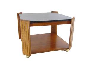 lot 20 image: Vintage Two Tier Rolling Side Table by LANE