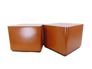 lot 53 image: Modern Sleek Pair of Laminate Cube Tables