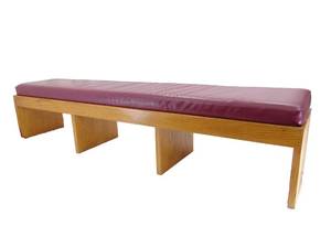 lot 67 image: Long Oak Bench with Vinyl Top 96 L