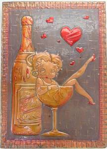 lot 193 image: Vintage Mid Century Metal Tin Art with Betty Boop