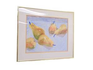 lot 203 image: Original Watercolor Painting of Pears Framed & Signed Lenore Nied