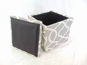 lot 90 image: Upholstered Small Gray Ottoman Box