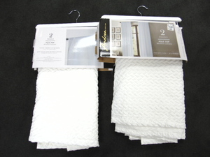 lot 349 image: Textured White Curtains Used 4 Panels - Measure 55 X 95 L
