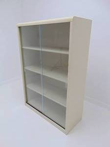 lot 78 image: Metal Shelving Cabinet with Sliding Glass Doors - SHOWROOM